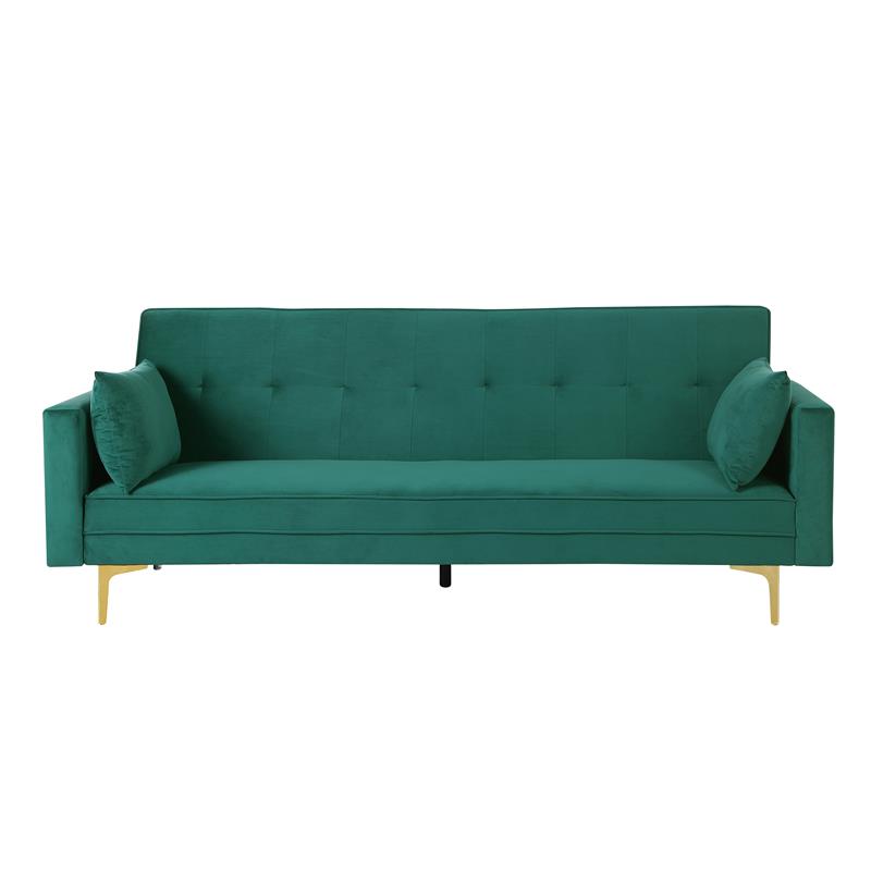 Carolina Classics  Siena Velvet Convertible Sleeper Sofa with Pillows in Green