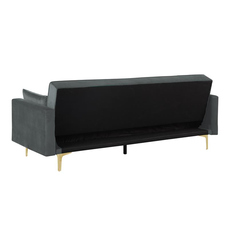 Carolina Classics  Siena Velvet Convertible Sleeper Sofa with Pillows in Gray
