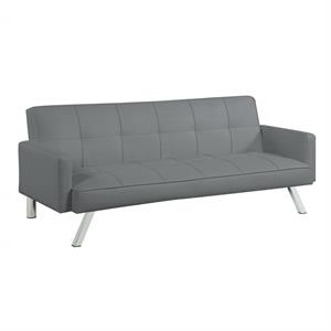 carolina classics nario convertible leatherette sleeper sofa in gray