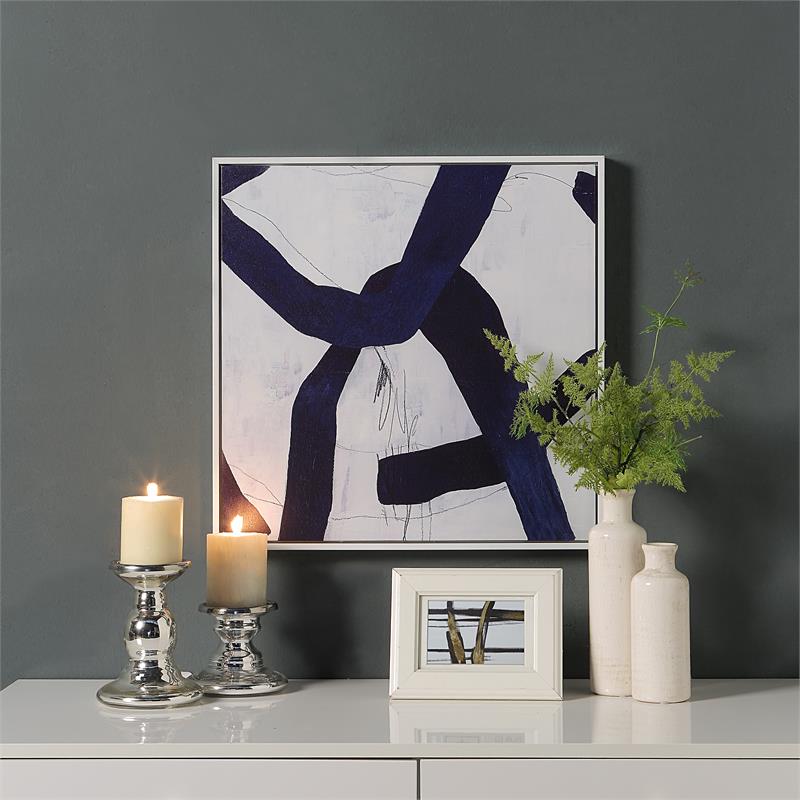 Carolina Classics Set of 2 Abstract Wall Art with White Frame in Blue