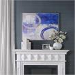Carolina Classics Circle Abstract Wall Art 30 x 39 with Silver Frame in Blue