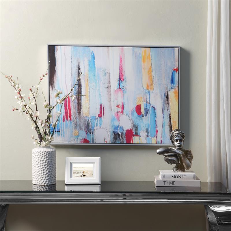 Carolina Classics Rainy Forest Abstract Wall Art 24 x 32 with Silver Frame