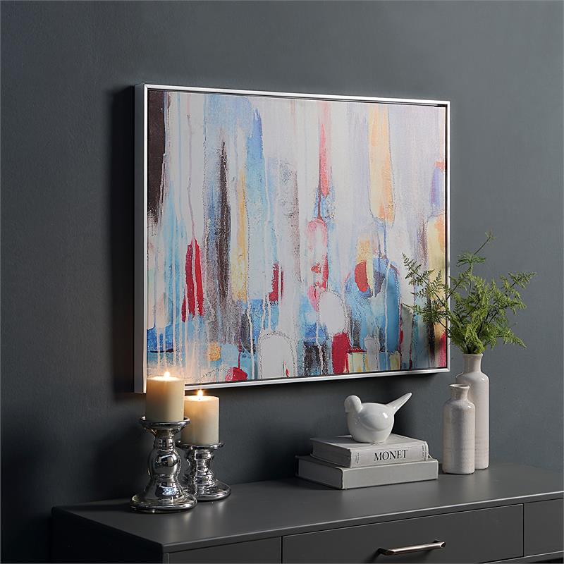 Carolina Classics Rainy Forest Abstract Wall Art 24 x 32 with Silver Frame