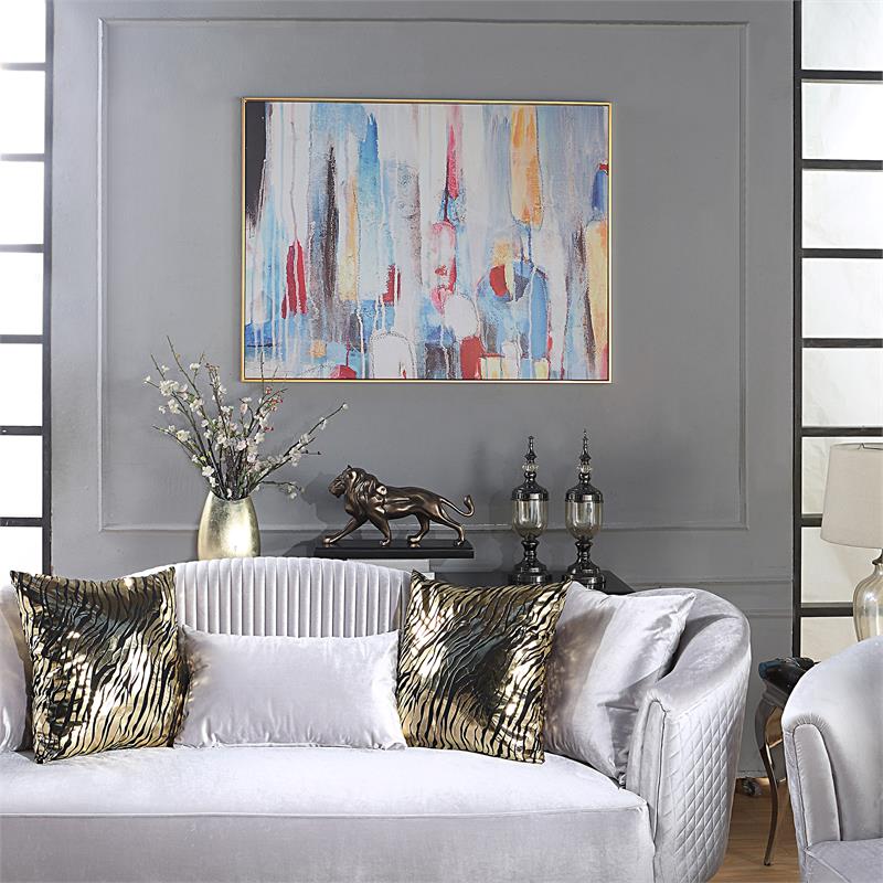 Carolina Classics Rainy Forest Abstract Wall Art 36 x 47 with Gold Frame