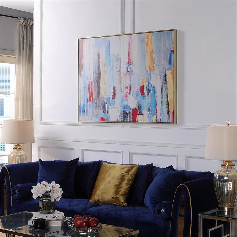 Carolina Classics Rainy Forest Abstract Wall Art 36 x 47 with Gold Frame