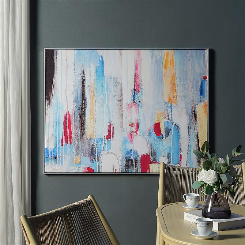 Carolina Classics Rainy Forest Abstract Wall Art 36 x 47 with Silver Frame