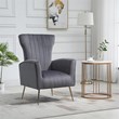 Carolina Classics Cela Gray Velvet Upholstered Wingback Chair with Gold legs