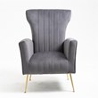 Carolina Classics Cela Gray Velvet Upholstered Wingback Chair with Gold legs