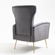Carolina Classics Cela Gray Velvet Upholstered Wingback Chair with Gold legs