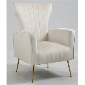 carolina classics cela cream velvet upholstered wingback chair with gold legs