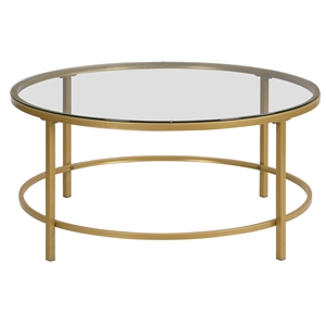 carolina classics verazano glass top 36 in round coffee table in gold