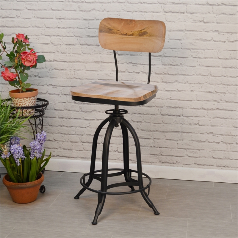 Carolina Classics Mason Adjustable Stool in Natural/Black
