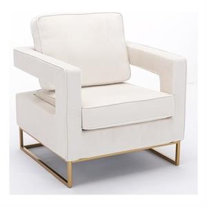Carolina Classics Adadon 33 In Wide Velvet Upholstered Arm Chair in Cream