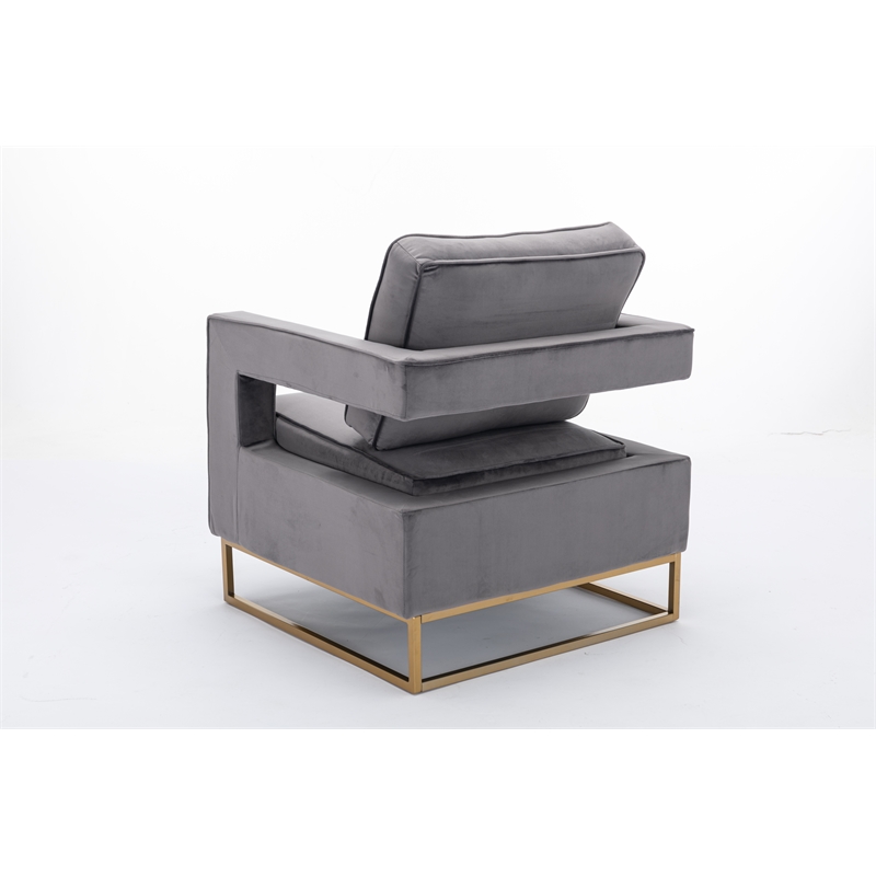 Carolina Classics Adadon 33 In Wide Velvet Upholstered Arm Chair in Gray
