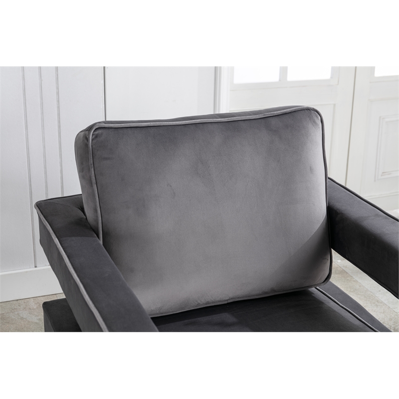 Carolina Classics Adadon 33 In Wide Velvet Upholstered Arm Chair in Gray