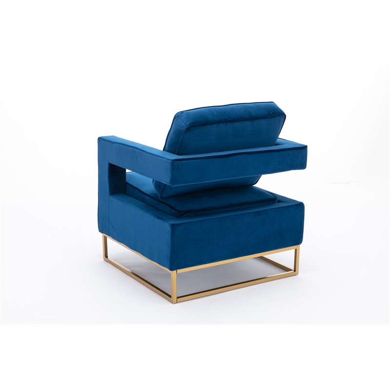 Carolina Classics Adadon 33 In Wide Velvet Upholstered Arm Chair in Navy Blue