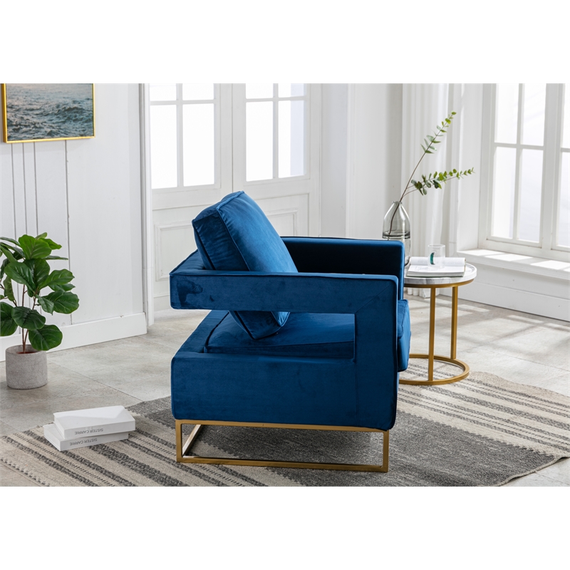Carolina Classics Adadon 33 In Wide Velvet Upholstered Arm Chair in Navy Blue