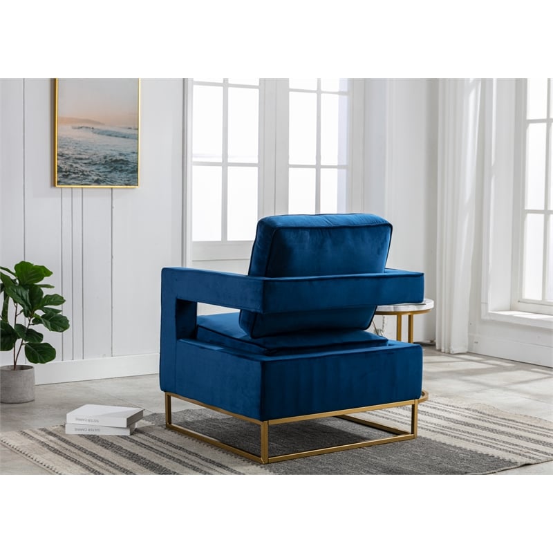 Carolina Classics Adadon 33 In Wide Velvet Upholstered Arm Chair in Navy Blue