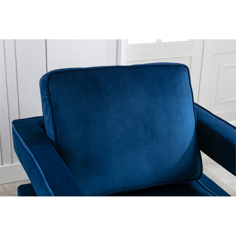 Carolina Classics Adadon 33 In Wide Velvet Upholstered Arm Chair in Navy Blue