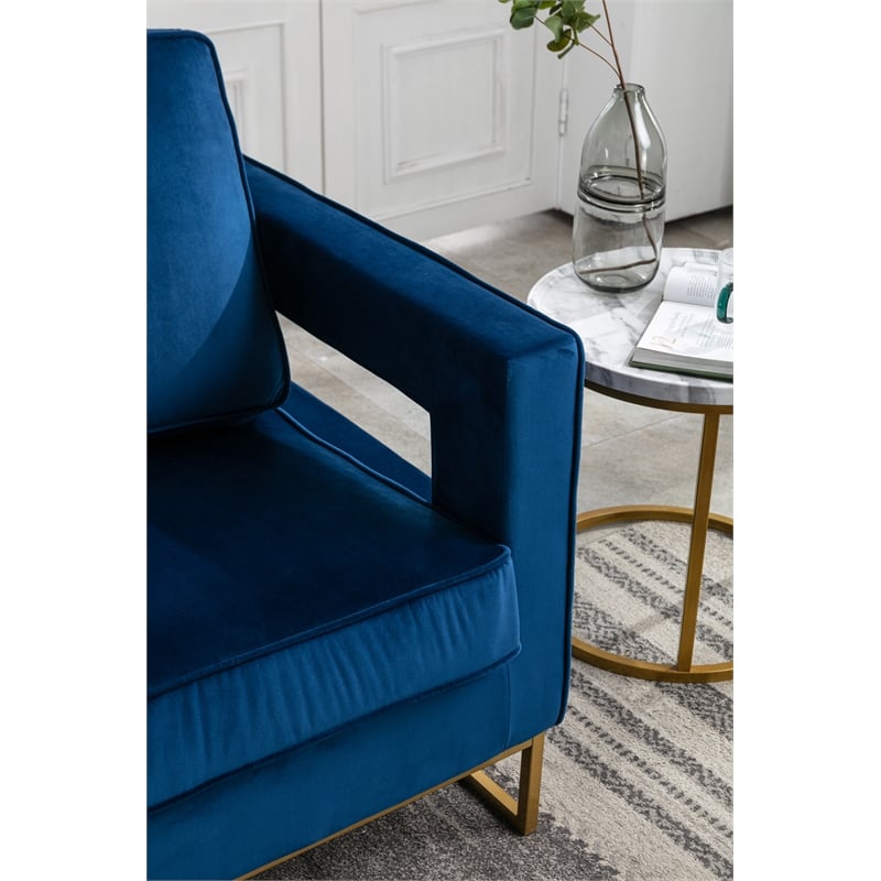 Carolina Classics Adadon 33 In Wide Velvet Upholstered Arm Chair in Navy Blue