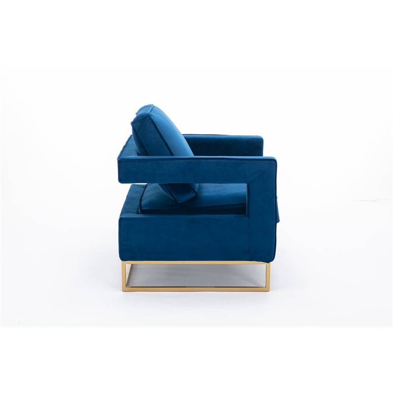 Carolina Classics Adadon 33 In Wide Velvet Upholstered Arm Chair in Navy Blue