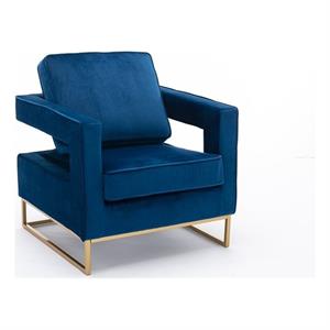 Carolina Classics Adadon 33 In Wide Velvet Upholstered Arm Chair in Navy Blue