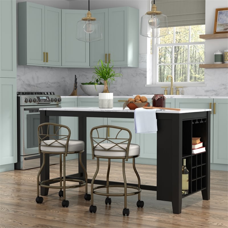 Carolina Classics Diana X-Back Vanity Bench with Casters in Gold