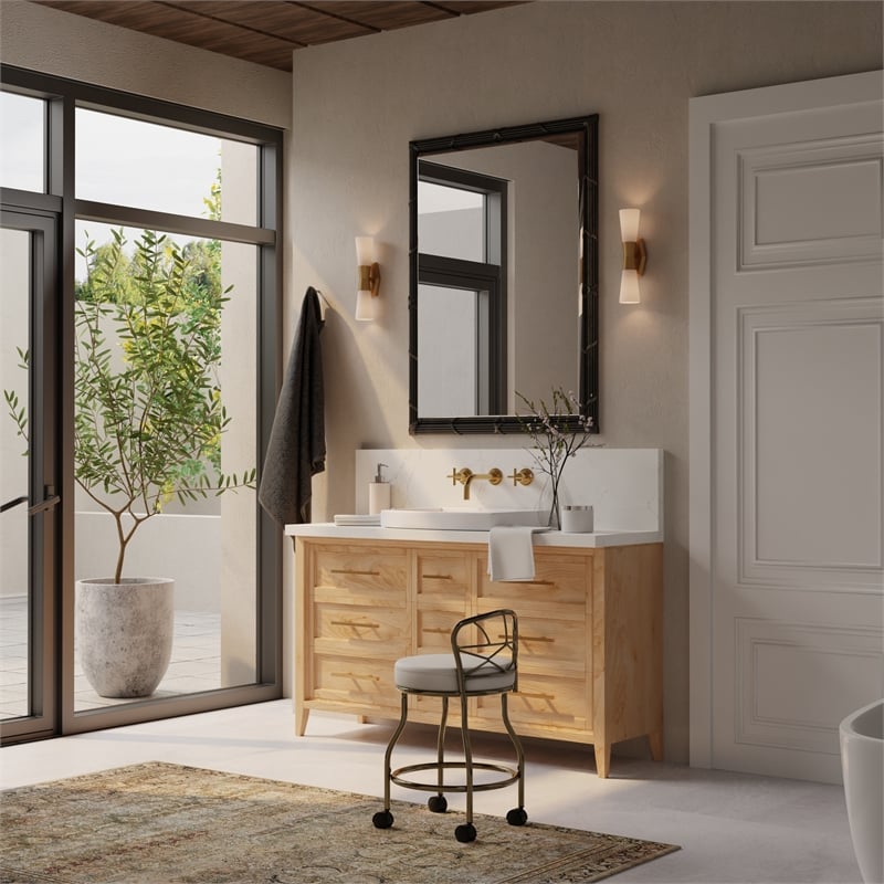 Carolina Classics Diana X-Back Vanity Bench with Casters in Gold