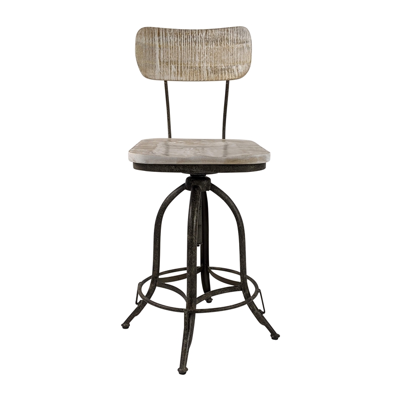 Carolina Classics Mason Adjustable Stool in Natural Driftwood/Aged Iron