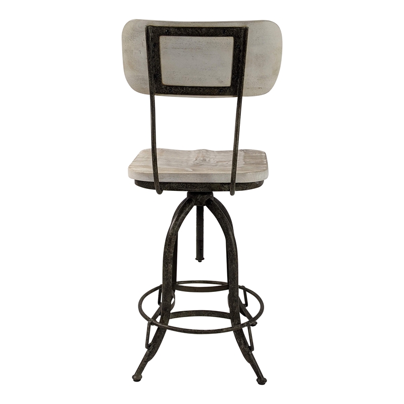 Carolina Classics Mason Adjustable Stool in Natural Driftwood/Aged Iron