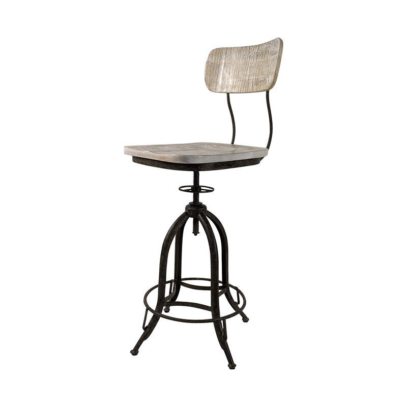 Carolina Classics Mason Adjustable Stool in Natural Driftwood/Aged Iron