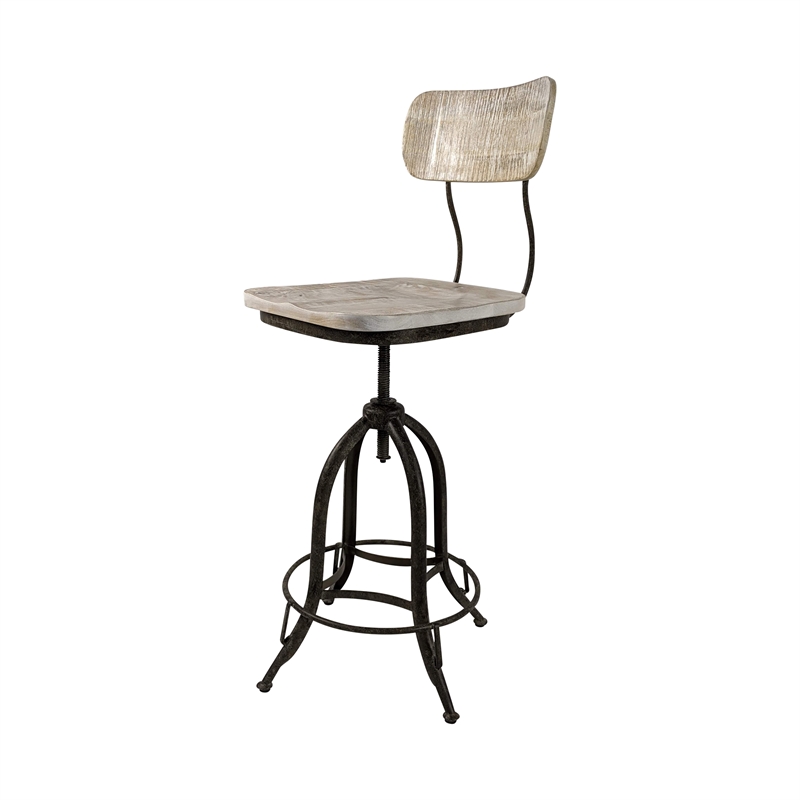 Carolina Classics Mason Adjustable Stool in Natural Driftwood/Aged Iron