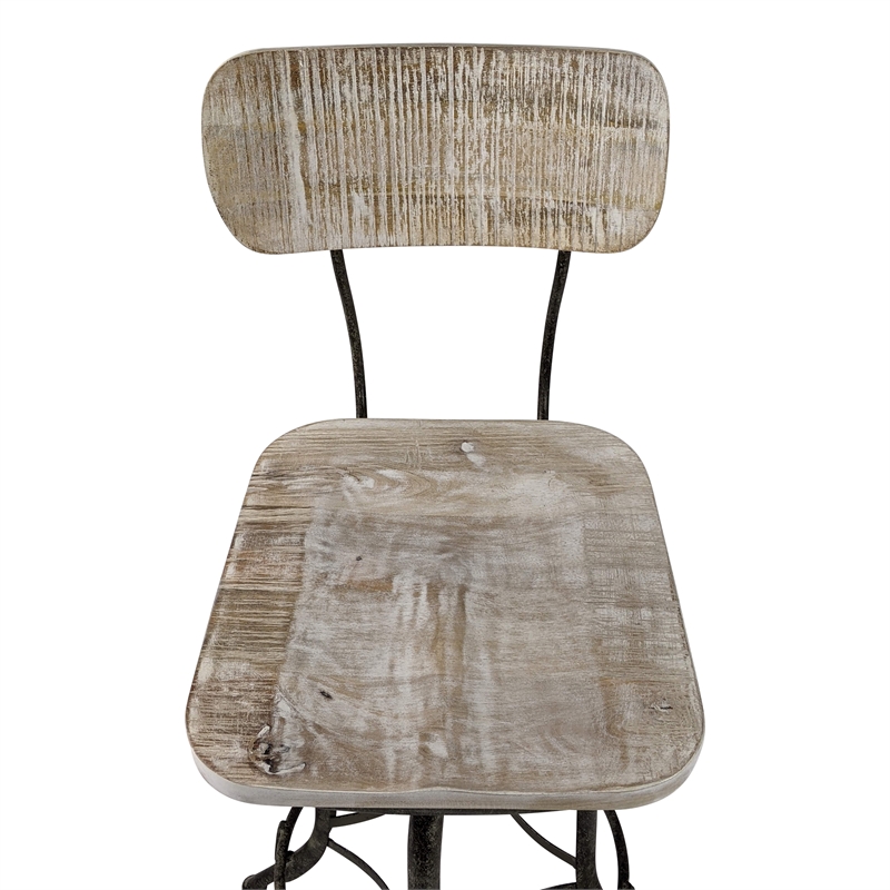 Carolina Classics Mason Adjustable Stool in Natural Driftwood/Aged Iron