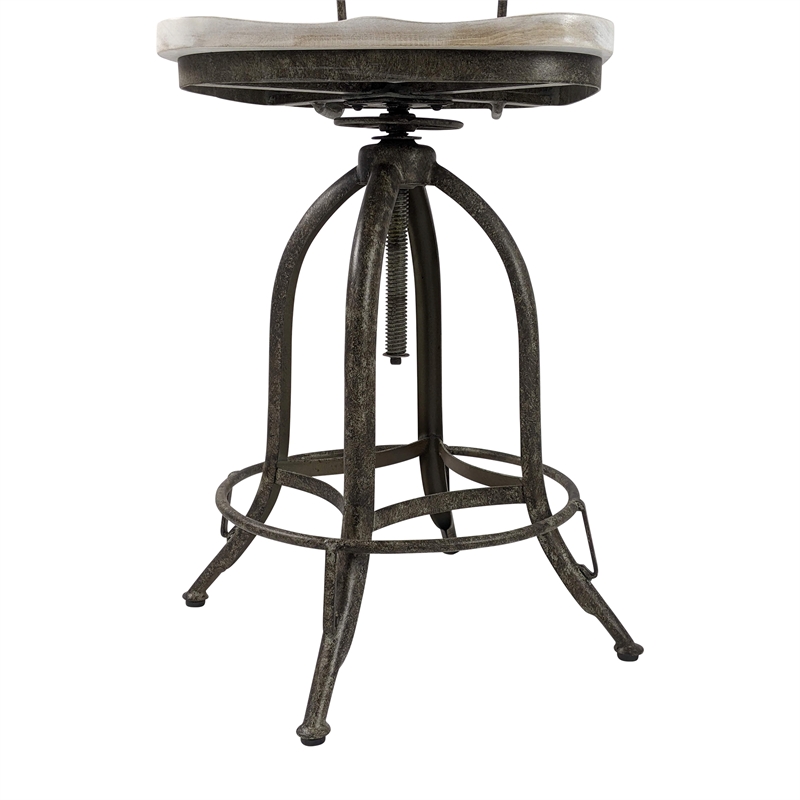 Carolina Classics Mason Adjustable Stool in Natural Driftwood/Aged Iron
