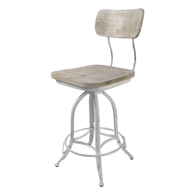 Carolina Classics Mason Adjustable Stool in Whitewash