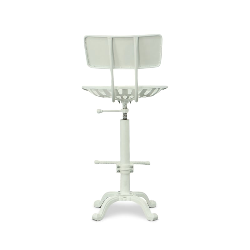 Carolina Classics August Tractor Seat Stool with Back in White