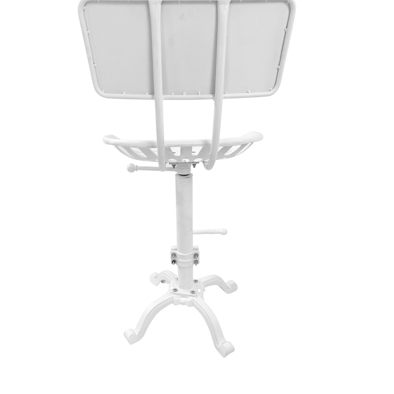 Carolina Classics August Tractor Seat Stool with Back in White