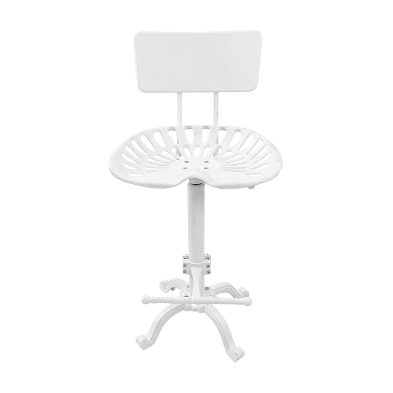 Carolina Classics August Tractor Seat Stool with Back in White