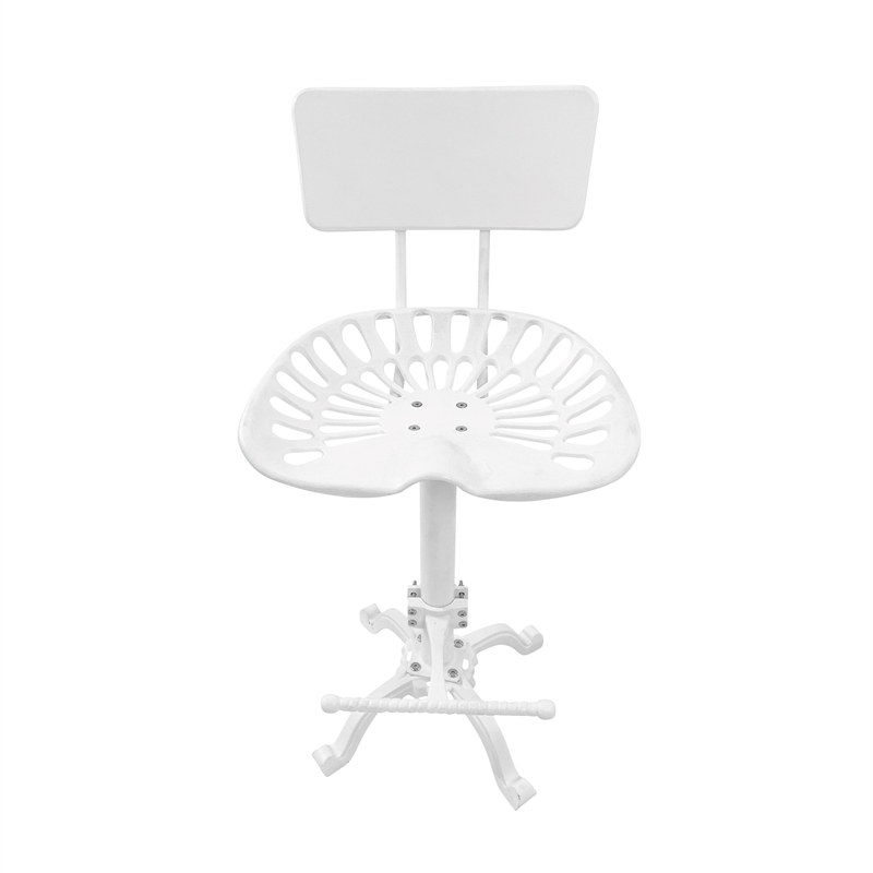 Carolina Classics August Tractor Seat Stool with Back in White
