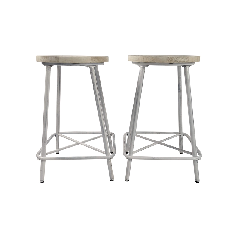 Carolina Classics Illona 24 Inch Counter Height Stool in Whitewash Set of 2