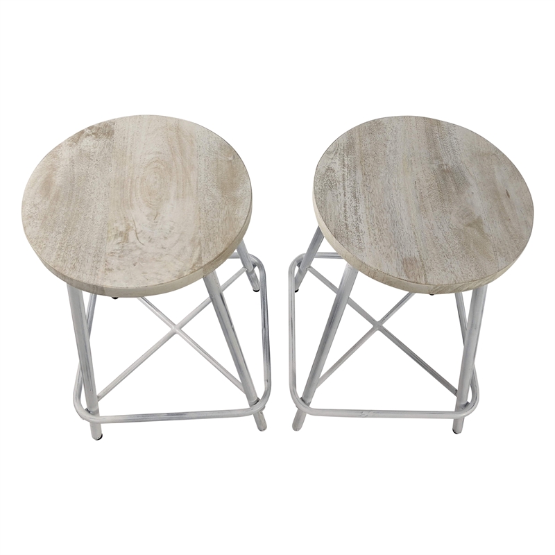 Carolina Classics Illona 24 Inch Counter Height Stool in Whitewash Set of 2