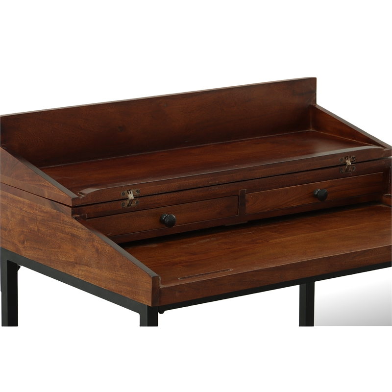 Carolina Classics Raleigh Rustic Top RTA Writing Desk in Chestnut/Black