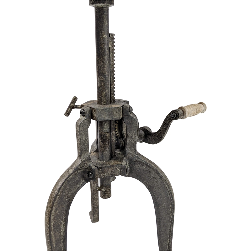 Carolina Classics Regan Adjustable Crank Accent Table in Driftwood/Aged Iron