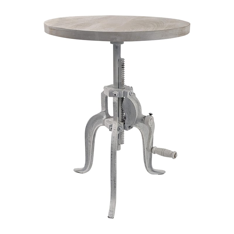 Carolina Classics Regan Adjustable Crank Accent Table in Whitewash