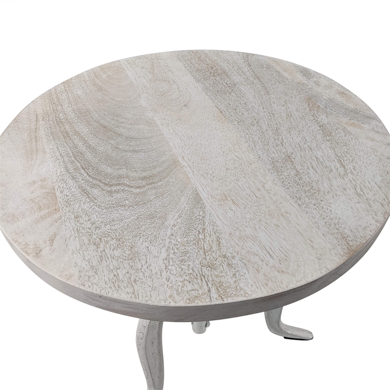 Carolina Classics Regan Adjustable Crank Accent Table in Whitewash