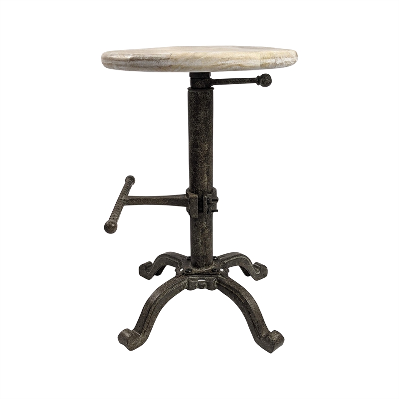Carolina Classics Justin Adjustable Stool in Natural Driftwood/Aged Iron