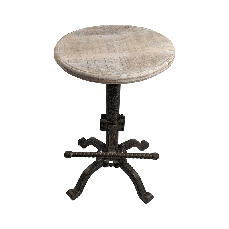 Carolina Classics Justin Adjustable Stool in Natural Driftwood/Aged Iron