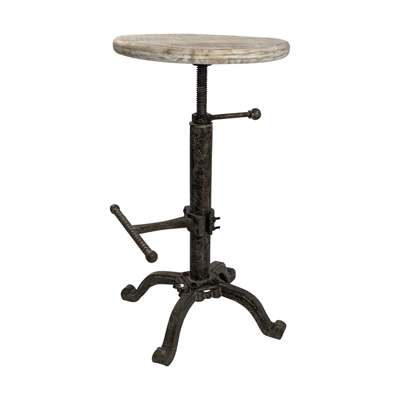 Carolina Classics Justin Adjustable Stool in Natural Driftwood/Aged Iron