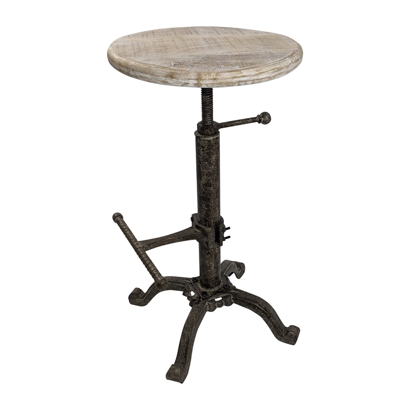 Carolina Classics Justin Adjustable Stool in Natural Driftwood/Aged Iron