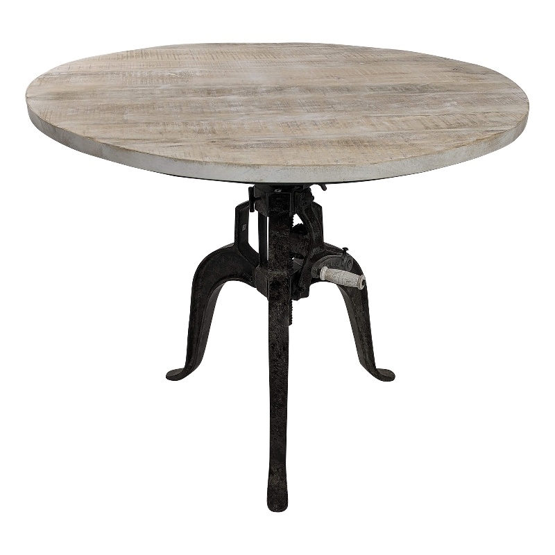 Carolina Classics Bentley Adjustable Crank Table in Natural Driftwood/Aged Iron